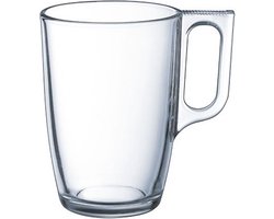 Luminarc Theeglazen - 6x stuks - glas - met oor - 320 ml - theekopjes - hard glas