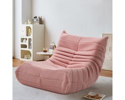 Luminarix Lazy Stoel Relaxstoel met rugleuning, enkele bank, Leesstoel zonder armleuningen voor woonkamer en slaapkamer,eddy Fleece Zitzak Stoel-Roze