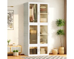 Luminarix Opvouwbare kledingkast, Slaapkamerkast, draagbare kast, kunststof kledingkast, 1 stang, 69 x 50 x 170 cm, Wit