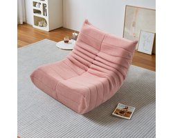 Luminarix Relaxfauteuil - Lazy Stoel - Teddy Fleece Zitzak Stoel voor Binnengebruik - Luie bank - Scandinavische stijl- 86x65x75cm -Roze