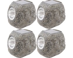 Lumineo Buiten spot solar verlichting - 4x - steen - LED - 10 x 12 cm