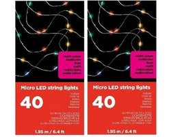 Lumineo Draadverlichting - 2x - micro - 20 lampjes - LED - gekleurd - kerstverlichting