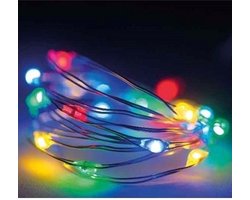 Lumineo draadverlichting - 2x - zilver - 20 led lampjes - gekleurd - 95 cm - lichtsnoer -kerstverlichting