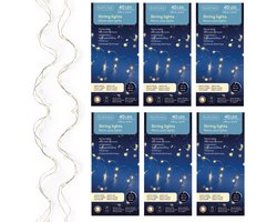 Lumineo Draadverlichting lichtsnoer - 3x - zilver - 40 led lampjes - warm wit - 195 cm - zilverdraad - timer - kerstverlichting