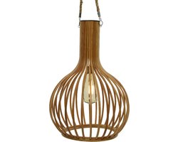 Lumineo hanglamp - bamboe - H28 cm - solar/led - tuin/buitenverlichting