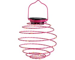 Lumineo Hanglamp - solar verlichting - fuchsia roze - D16 cm - metaal - tuinverlichting