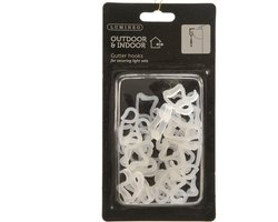 Lumineo kerstverlichting ophang haakjes - 24x st - bevestiging dakgoot - verlichting ophangen