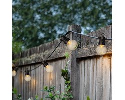 Lumineo - LED Partylights - Klassiek warm licht - 20 bol lampen - 950 cm - Lichtsnoer - Lichtslinger - Tuinverlichting - Buiten