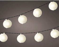 Lumineo LED solar lampionnen rond 10 lampen, 450cm aanloopsnoer3m