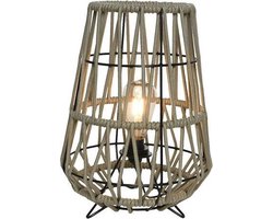 Lumineo - Led Solar Lantaarn Ijzer - tafellamp - D18H27cm - Zandkleurig