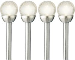 Lumineo LED tuinlampjes instekers - 4x - solar - ronde bol - 30 cm - tuinverlichting - buitenverlichting