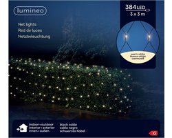 Lumineo Netverlichting - 384 led lampjes - warm wit - 300 x 300 cm - kerstverlichting - net - lichtnet