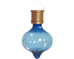 Lumineo solar hanglamp LED - Marrakech - kobalt blauw - kunststof - D8 x H12 cm