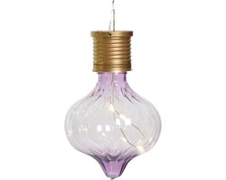 Lumineo solar hanglamp LED - Marrakech - lila paars - kunststof - D8 x H12 cm