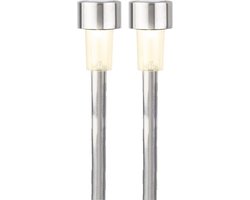 Lumineo Solar tuinlampen - 2x stuks - prikspots op zonne-energie - 24 cm - Prikspots tuinverlichting