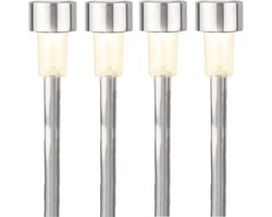 Lumineo Solar tuinlampen - 4x stuks - prikspots op zonne-energie - 24 cm - Prikspots tuinverlichting