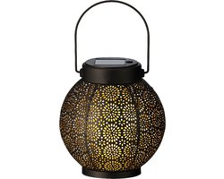 Lumineo Tuin lantaarn - solar - zwart - D14 x H16 cm - metaal - buitenverlichting