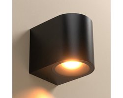 Luminize buitenlamp cilinder - moderne wandlamp buiten - GU10 fitting- aluminium - 9,8x6,7x8cm - zwart