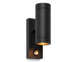 Luminize buitenlamp met bewegingssensor - wandlamp buiten met sensor - GU10 fitting - up en down light - instelbare sensor - 220V - IP44 - tuinverlichting - zwart