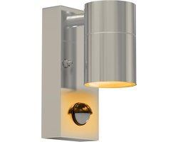Luminize Buitenlamp met bewegingssensor - Wandlamp met sensor - 11x7x15cm - GU10 fitting - zilver
