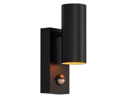 Luminize Buitenlamp met bewegingssensor - Wandlamp met sensor - 11x7x22cm - GU10 fitting - zwart