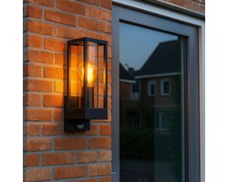 Luminize Buitenlamp met bewegingssensor - Wandlamp met sensor - 14x11x29cm - E27 fitting - zwart