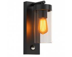 Luminize Buitenlamp met bewegingssensor - Wandlamp met sensor - 15x9x26cm - E27 fitting - zwart