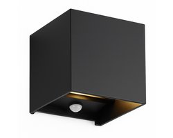 Luminize Buitenlamp met bewegingssensor - Wandlamp met sensor - 2700K - 10x10x10cm - 12W - Zwart - LED