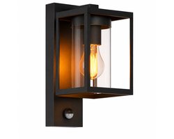 Luminize buitenlamp met bewegingssensor - wandlamp met sensor voor buiten - E27 fitting - instelbare sensor - aluminium - 19x13x27 cm - zwart