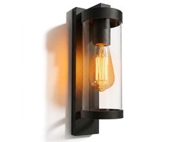 Luminize buitenlamp met dag en nacht sensor - wandlamp buiten met schemersensor - E27 fitting - buitenlamp met glas - 220V - IP44 - tuinverlichting - zwart