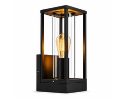 Luminize Buitenlamp met schemersensor - Wandlamp buiten - Dag en nacht sensor - E27 fitting - IP44 aluminium - 14x11x25 cm - Zwart
