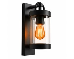 Luminize Buitenlamp met schemersensor - Wandlamp buiten - Dag en nacht sensor - E27 fitting - IP44 aluminium - 15,8x11,5x29,5 cm - Zwart