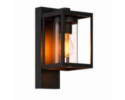 Luminize Buitenlamp met schemersensor - Wandlamp buiten - Dag en nacht sensor - E27 fitting - IP44 - aluminium - 19x13x27 cm - Zwart