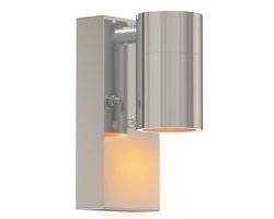 Luminize buitenlamp met schemersensor - wandlamp met dag en nacht sensor - 11x7x15cm - GU10 - zilver
