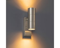 Luminize buitenlamp met schemersensor - wandlamp met dag en nacht sensor - 11x7x22cm - GU10 - zilver