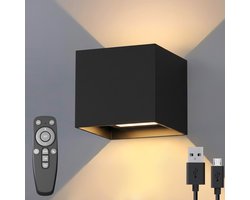 Luminize Oplaadbare wandlamp met Afstandsbediening - Dimbaar - Nachtlampje - Draadloos - Wandlamp Op batterijen accu - 7800mAh