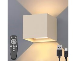 Luminize Oplaadbare wandlamp met Afstandsbediening - Dimbaar - Nachtlampje - Draadloos - Wandlamp Op batterijen accu - Beige