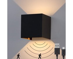 Luminize Oplaadbare wandlamp op accu draadloos - met bewegingssensor - aluminium - 2700K - 60 dagen accu