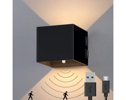 Luminize Oplaadbare wandlamp op accu draadloos - met bewegingssensor - aluminium - nachtlampje - 2700K - 90 dagen accu - 5200mAh