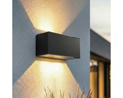 Luminize Solar tuinverlichting op zonne energie - solar wandlamp - tuinverlichting met schemersensor - 17x8x8cm - IP54 - extra warm licht
