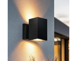 Luminize Solar wandlamp met dag en nachtsensor – Buitenverlichting op Zonne-energie - Aluminium – 2700K warm licht – zwart