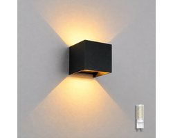 Luminize Wandlamp binnen en buiten - Kubus wandlamp - Buitenlamp - Up en down light - Dimbaar - G9 fitting met LED - 2700K - IP54 - Zwart