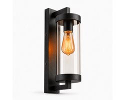 Luminize wandlamp buiten - buitenlamp met glas - cilinder - E27 fitting - tuinverlichting - gevelverlichting - modern design - zwart