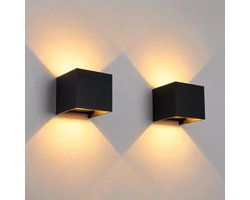 Luminize Wandlamp Zwart 2 stuks - 12w - geschikt voor binnen en buiten - 2700k - buitenlamp - NIET OPLAADBAAR