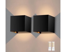 Luminize wandlamp zwart - geschikt voor binnen en buiten - 2 stuks - 2700K - 3 watt - inclusief 2 vervangbare fitting - NIET OPLAADBAAR