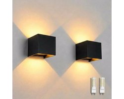 Luminize® Wandlamp Zwart - Geschikt voor Binnen en Buiten - G9 LED Dimbaar - Up/Down Licht - Vervangbare Lichtbron - Vierkant - 2 Stuks - 2700K