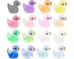 Luminous Mini Resin Duck Magneten - 20 Stuks Kleurige Koelkast Magneten voor Decoratie, Leuke Accessoires voor Huishoudens en Lockers