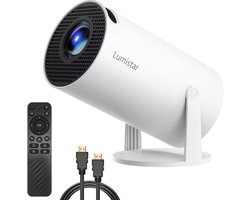 Lumistar® Premium Mini Beamer - Alles-in-één Smart TV Projector - 2025 model - Android 13.0 - WiFi 6 & Bluetooth 5.2 - 4k support - Beamer - Home Cinema - Wit