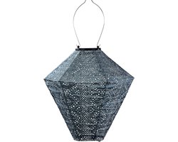 Lumiz Solar Buitenlamp - Buitenverlichting - Lampion - Solar Tuinverlichting - Lace Diamond - 28 cm - Grijs Blauw