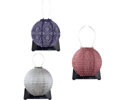 Lumiz Solar Buitenlampionnen Monach Set - Rond lampionnen inclusief 3 metalen platen - Koper - Future Dusk - Zilver